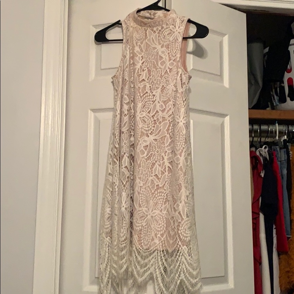White lace halter dress